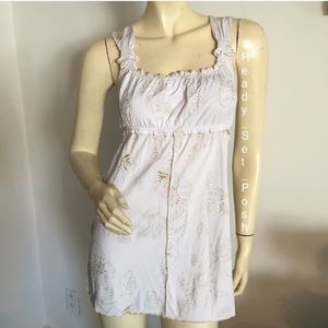 Vertigo Paris sleeveless empire waist flare dress with gold embroidery